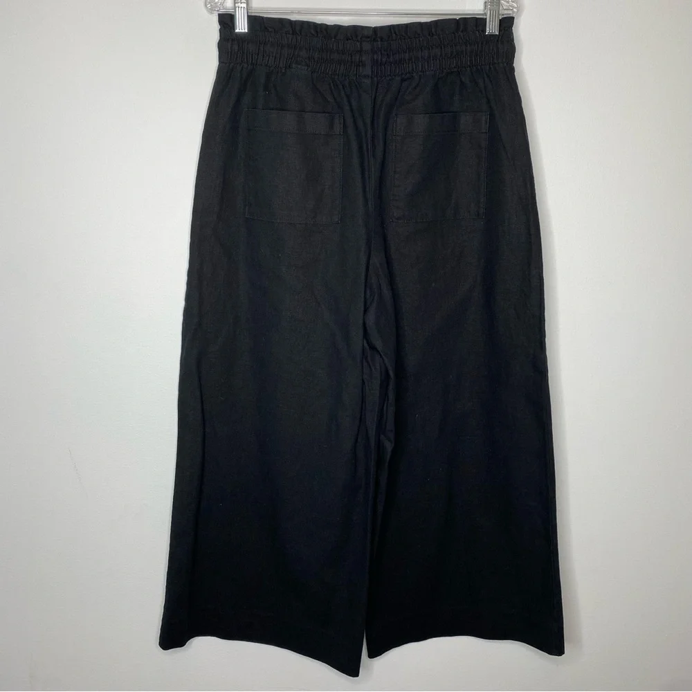 Banana Republic Black Hemp Cotton Blend Wide Leg Paperbag Pant